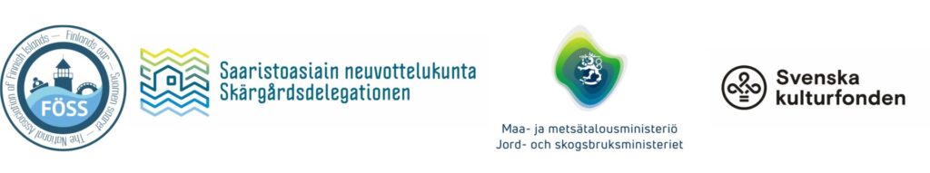 Fyra logotyper i rad, som var och en representerar olika finska och svenska organisationer verksamma inom kultur- eller myndighetsarbete.